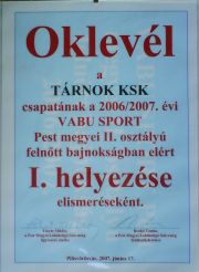 2007 Bajnoki Oklev�l
